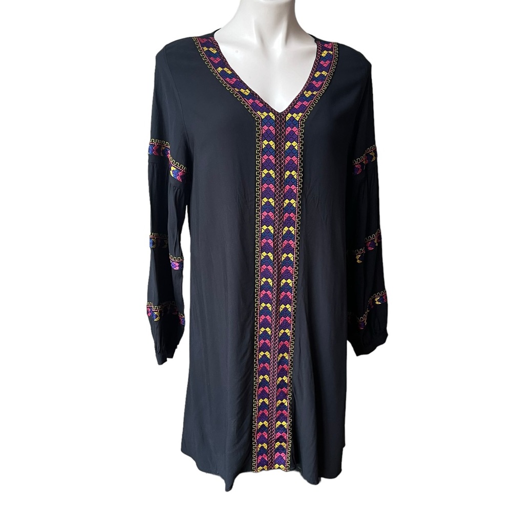 Wrangler Retro Embroidered Western Rodeo Cowgirl Long Sleeve Dress, Sz L - Picture 5 of 14